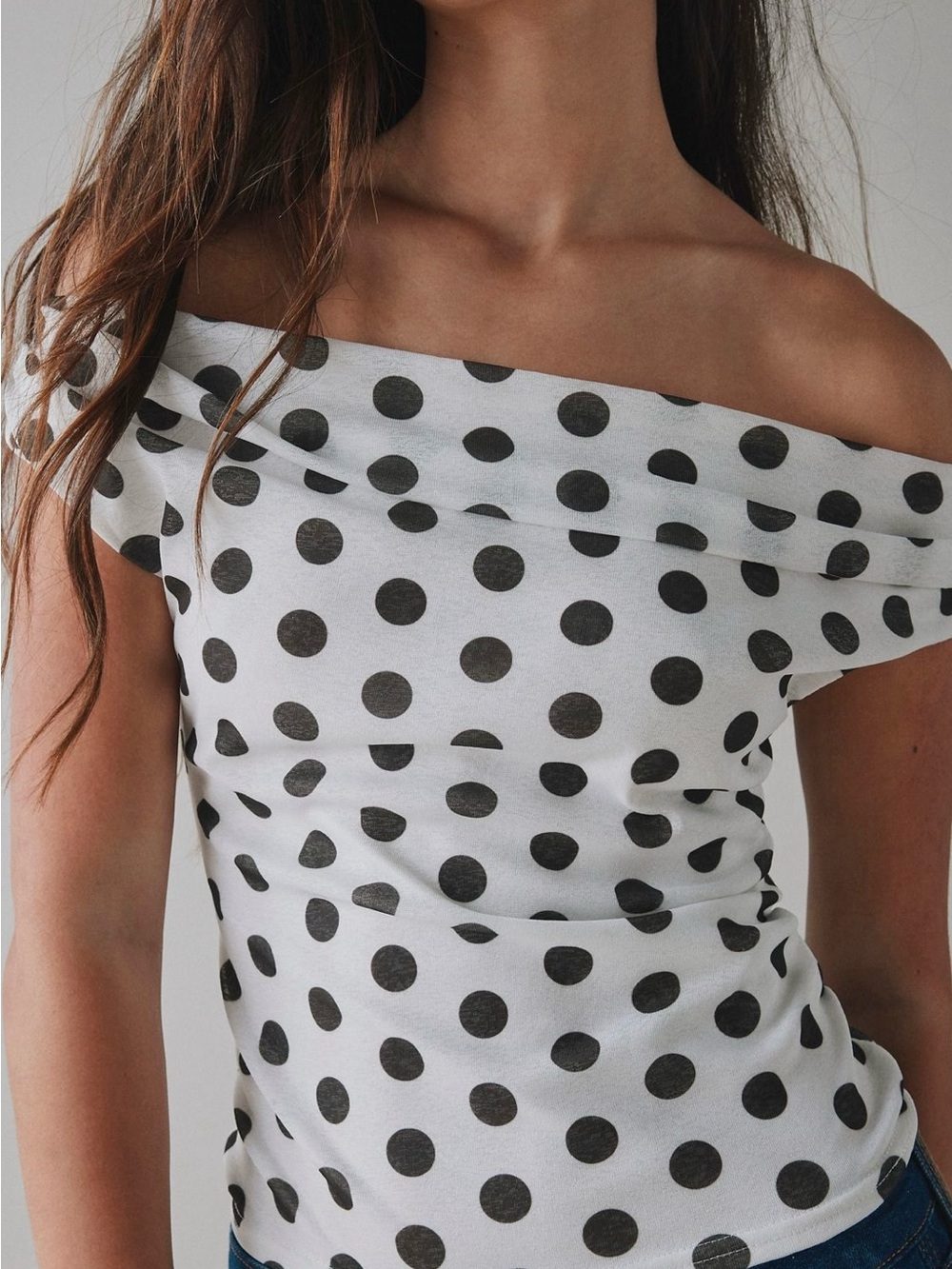Urban Outfitters White and Black Polka Dot Cowl Neck Camisole